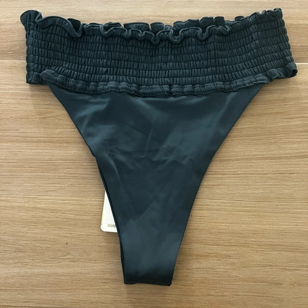 Agua Bendita Tessa Cheeky Bikini Bottom in Teal Green Womens Size XL NWT